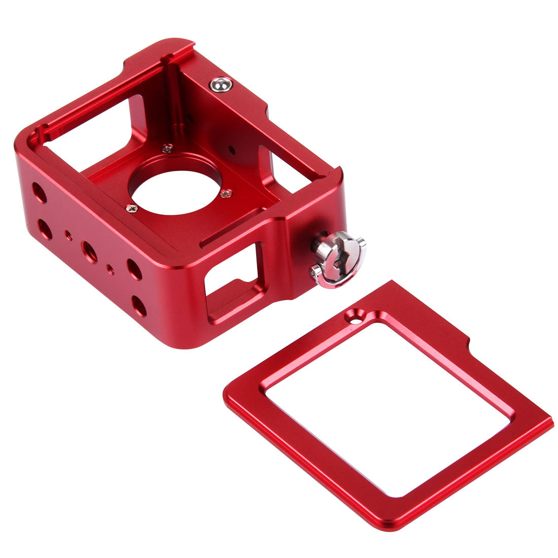 Puluz PU140 Housing Shell Aluminum Alloy Camera Protective Cage with Frame UV Filter Lens Cap for Gopro HERO4 - Red