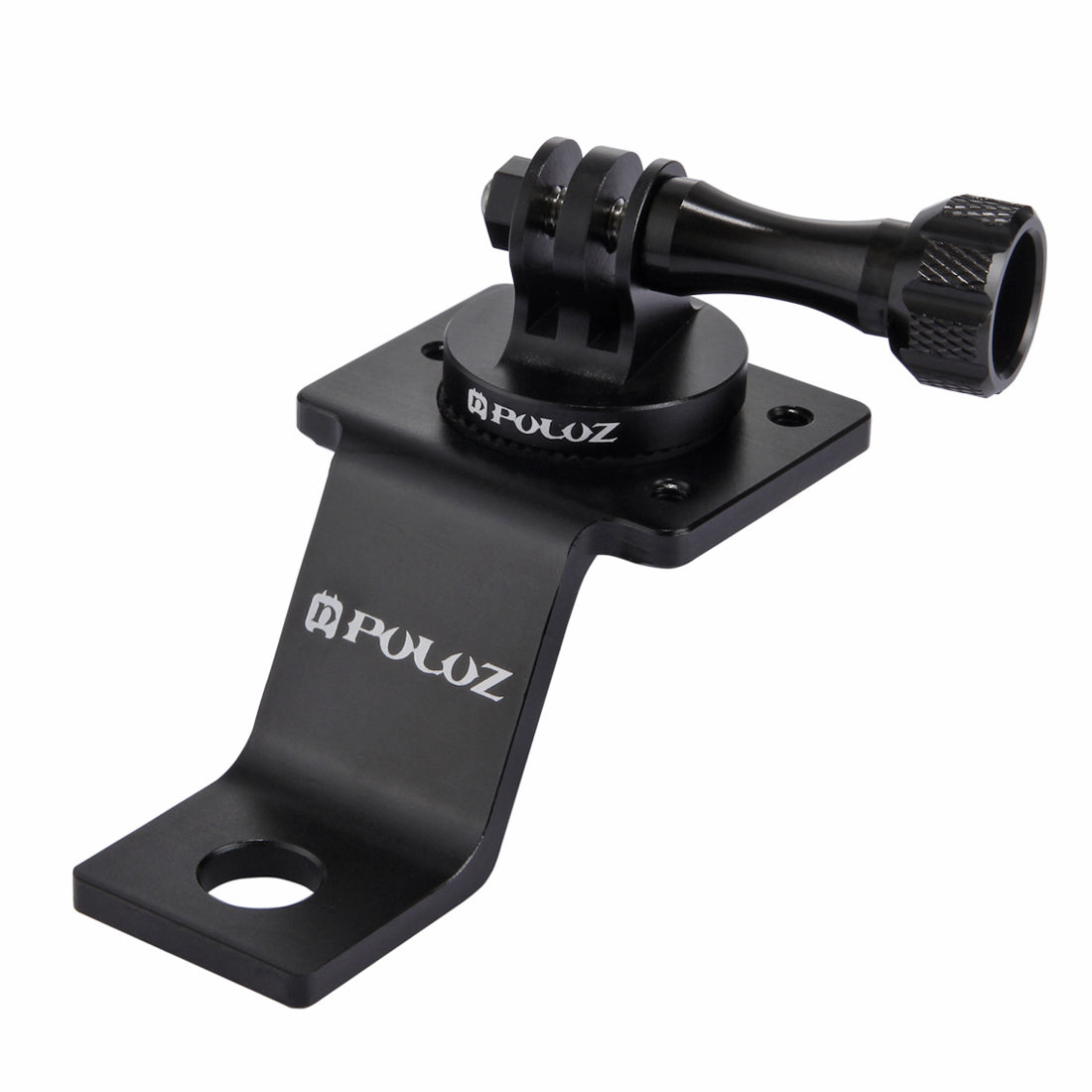 PULUZ PU114 Aluminum Alloy Motorcycle Fixed Holder Mount with Tripod Adapter and Screw for Sports Camera Accessories - Black