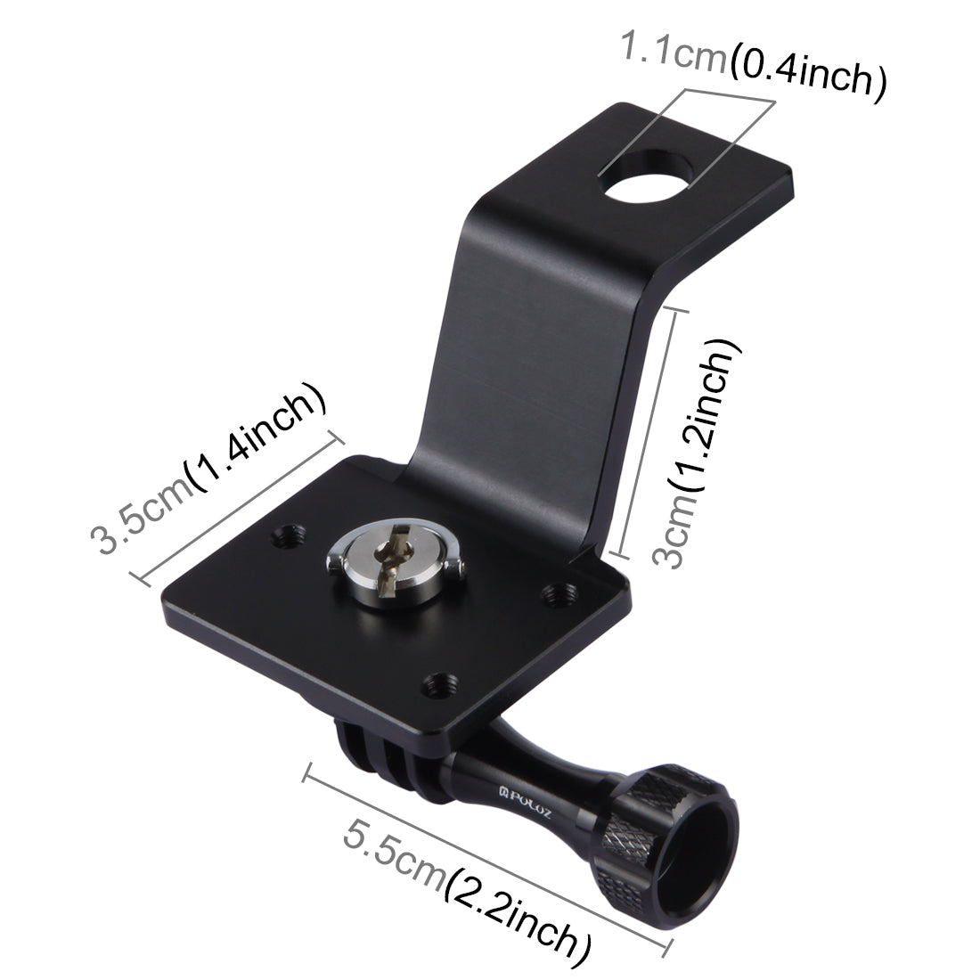 PULUZ PU114 Aluminum Alloy Motorcycle Fixed Holder Mount with Tripod Adapter and Screw for Sports Camera Accessories - Black