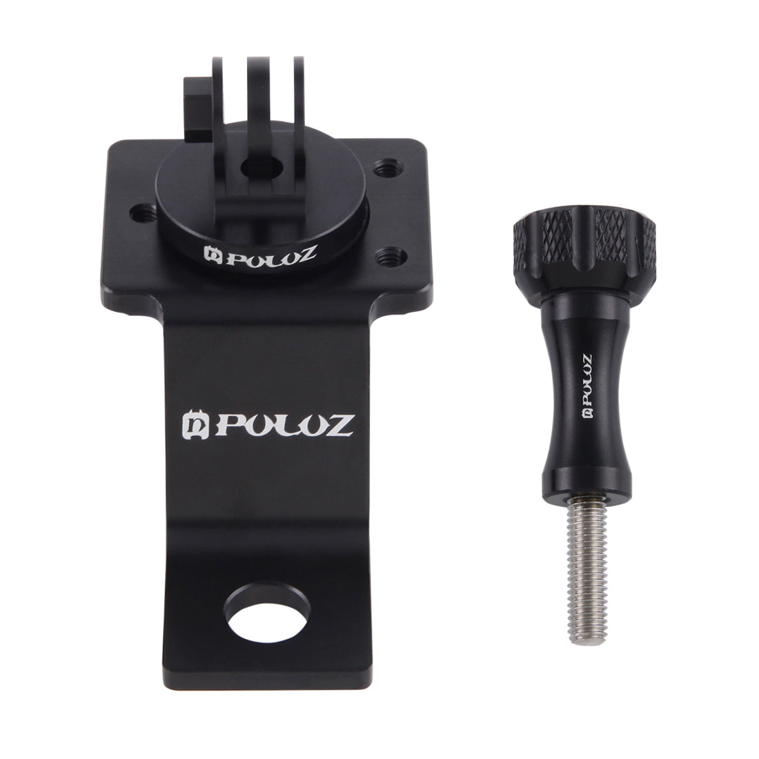 PULUZ PU114 Aluminum Alloy Motorcycle Fixed Holder Mount with Tripod Adapter and Screw for Sports Camera Accessories - Black