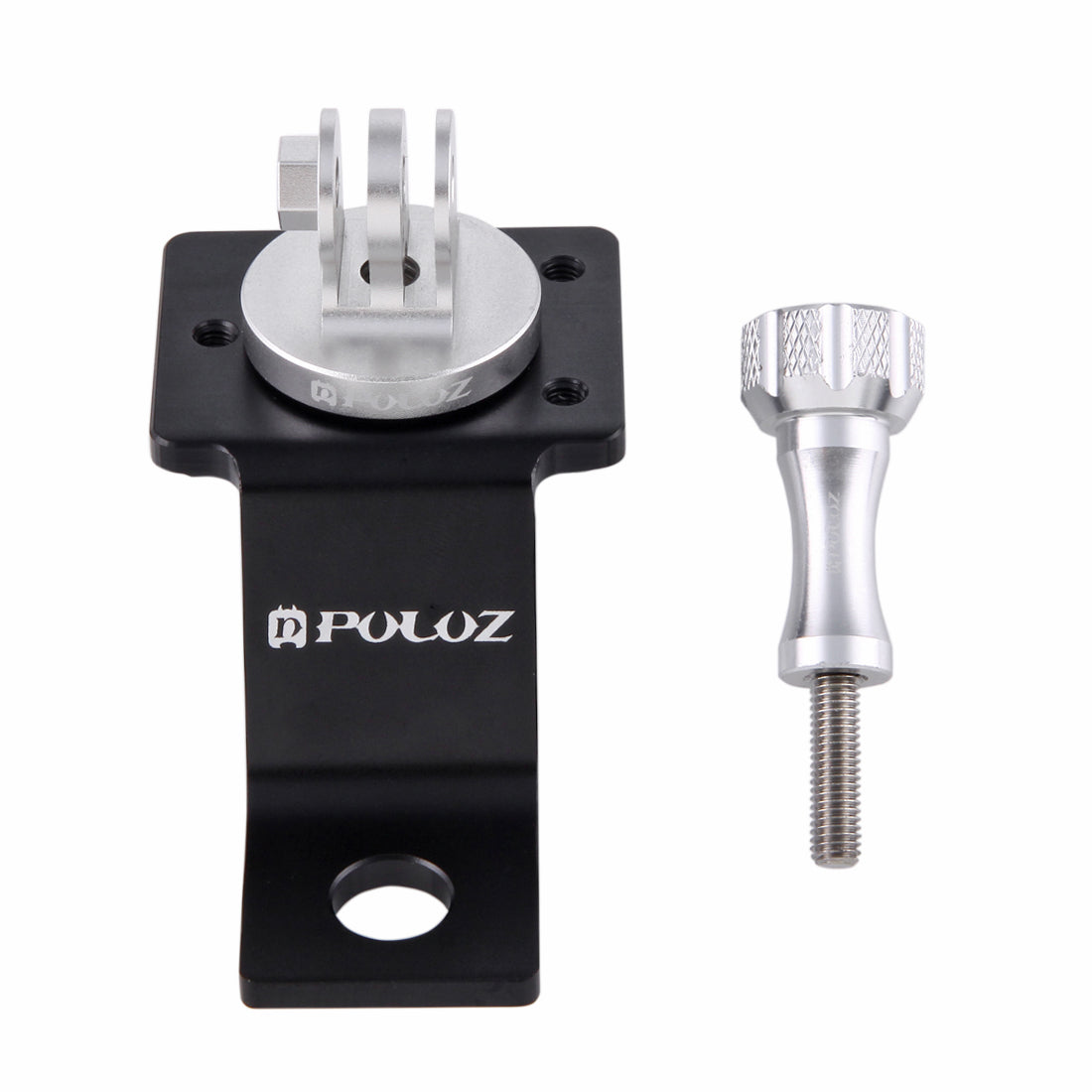 PULUZ PU114 Aluminum Alloy Motorcycle Fixed Holder Mount with Tripod Adapter and Screw for Sports Camera Accessories - Silver