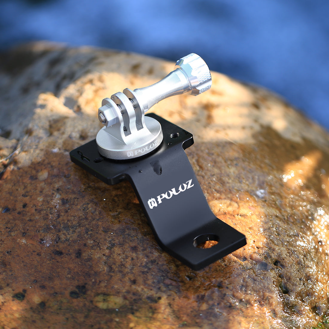 PULUZ PU114 Aluminum Alloy Motorcycle Fixed Holder Mount with Tripod Adapter and Screw for Sports Camera Accessories - Silver