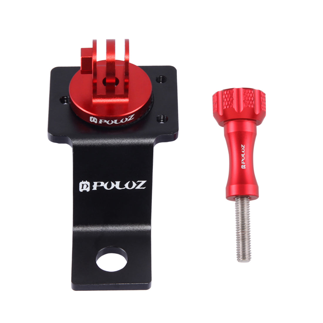 PULUZ PU114 Aluminum Alloy Motorcycle Fixed Holder Mount with Tripod Adapter and Screw for Sports Camera Accessories - Red