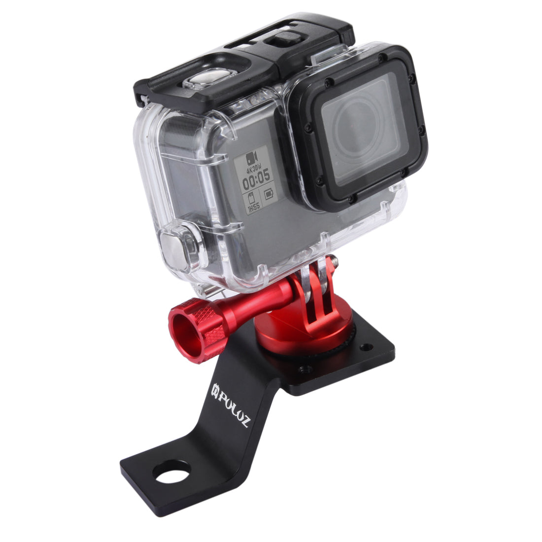 PULUZ PU114 Aluminum Alloy Motorcycle Fixed Holder Mount with Tripod Adapter and Screw for Sports Camera Accessories - Red