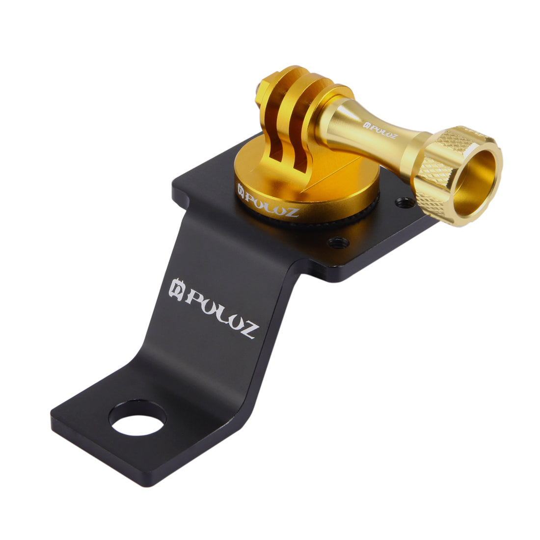 PULUZ PU114 Aluminum Alloy Motorcycle Fixed Holder Mount with Tripod Adapter and Screw for Sports Camera Accessories - Gold