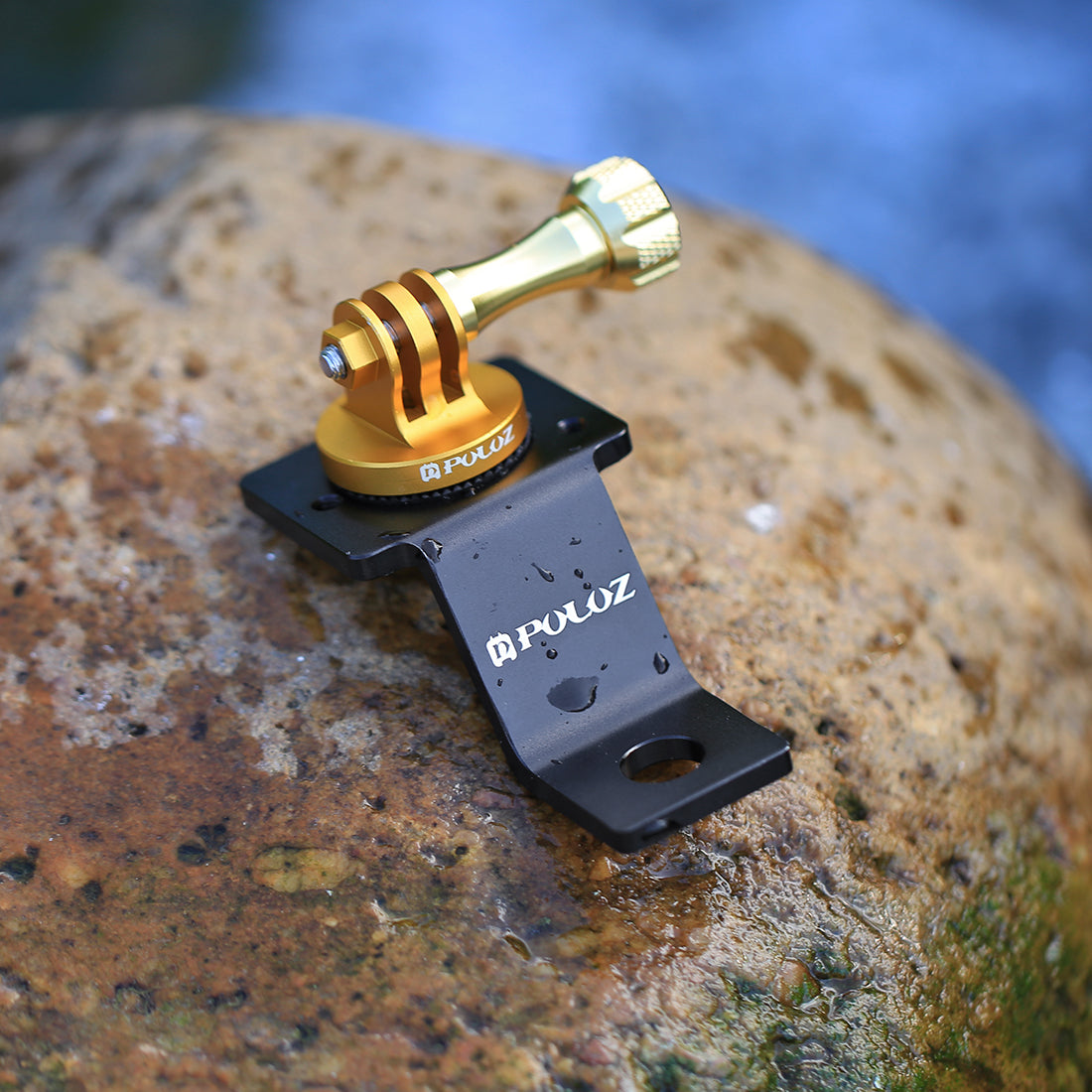 PULUZ PU114 Aluminum Alloy Motorcycle Fixed Holder Mount with Tripod Adapter and Screw for Sports Camera Accessories - Gold