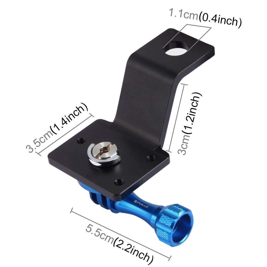 PULUZ PU114 Aluminum Alloy Motorcycle Fixed Holder Mount with Tripod Adapter and Screw for Sports Camera Accessories - Blue