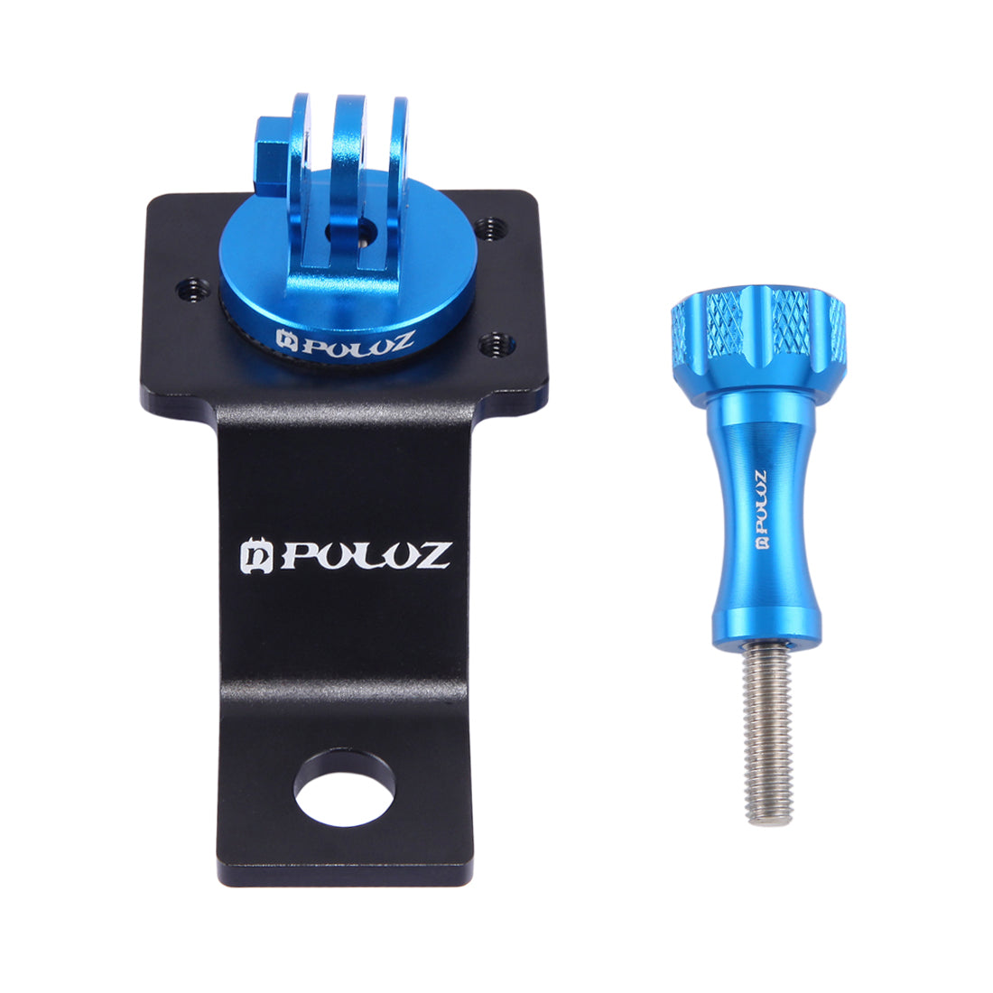 PULUZ PU114 Aluminum Alloy Motorcycle Fixed Holder Mount with Tripod Adapter and Screw for Sports Camera Accessories - Blue