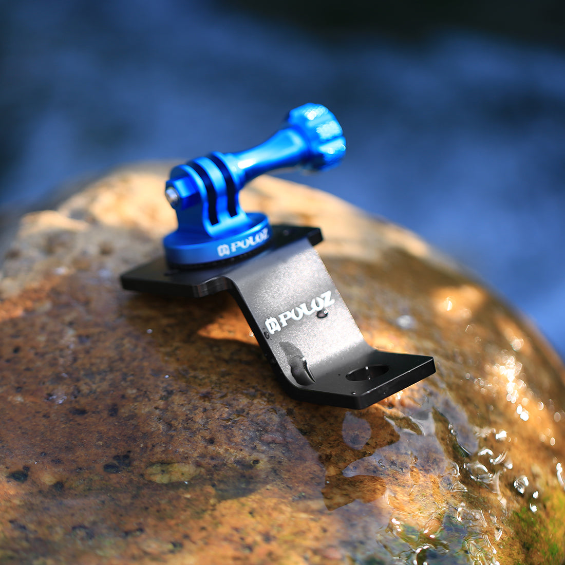 PULUZ PU114 Aluminum Alloy Motorcycle Fixed Holder Mount with Tripod Adapter and Screw for Sports Camera Accessories - Blue