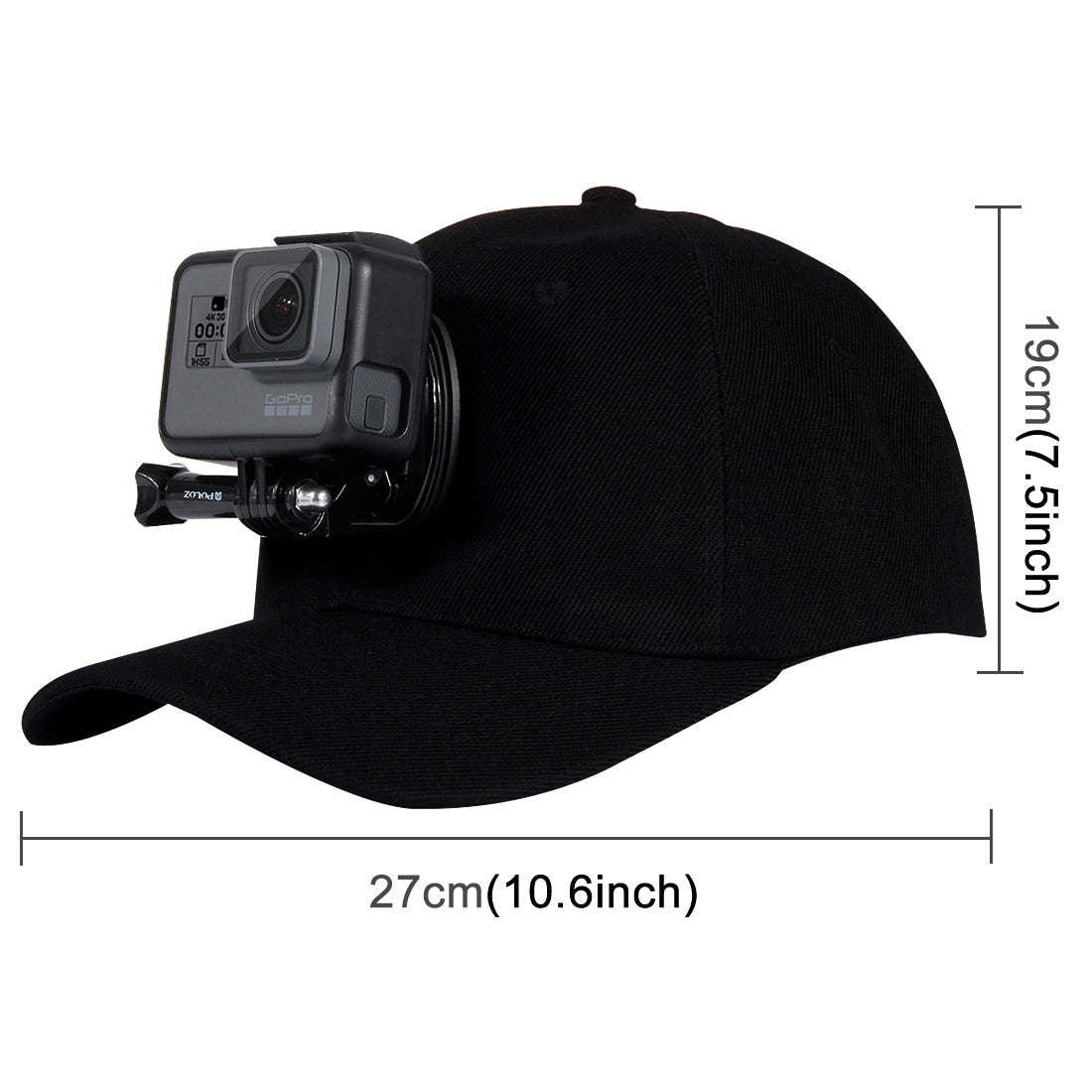PULUZ PU195 Sports Camera Hat for Gopro Accessories Adjustable Cap with Screws and J Stent Base for GoPro Camera - Black