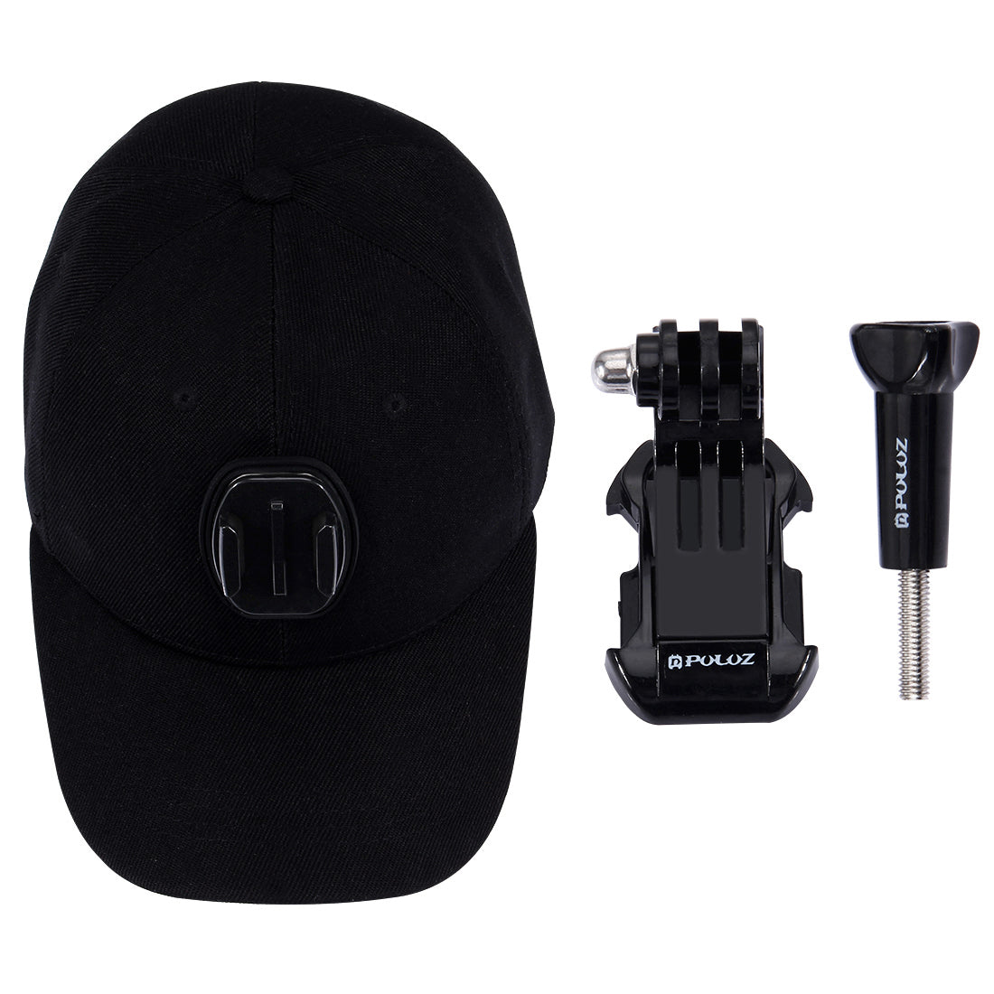 PULUZ PU195 Sports Camera Hat for Gopro Accessories Adjustable Cap with Screws and J Stent Base for GoPro Camera - Black