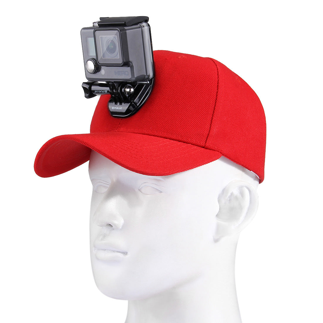 PULUZ PU195 Sports Camera Hat for Gopro Accessories Adjustable Cap with Screws and J Stent Base for GoPro Camera - Red
