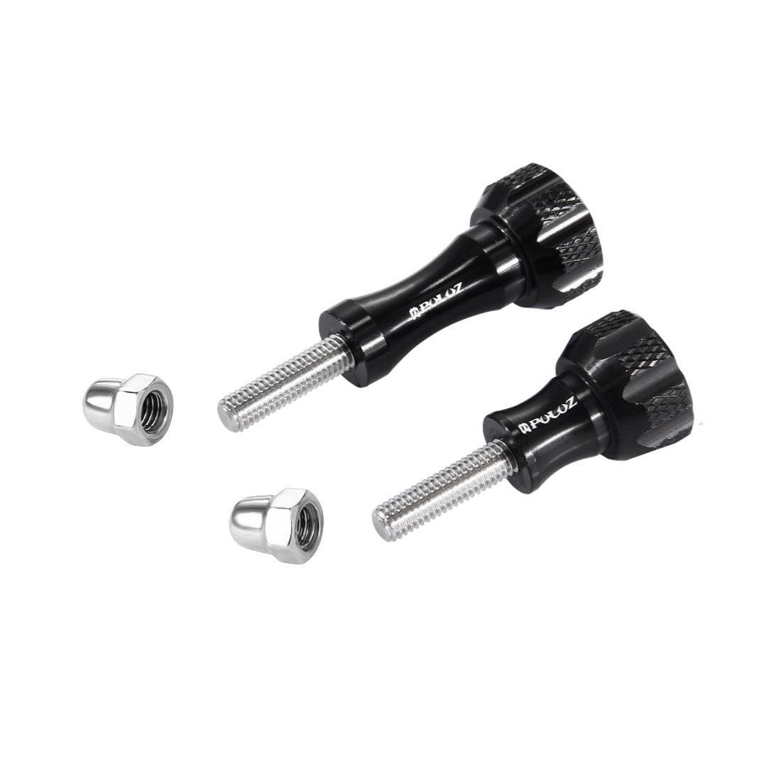 Puluz CNC Aluminum Thumb Knob Stainless Bolt Nut Screw Set Long + Short for GoPro Hero3+/3 - Black