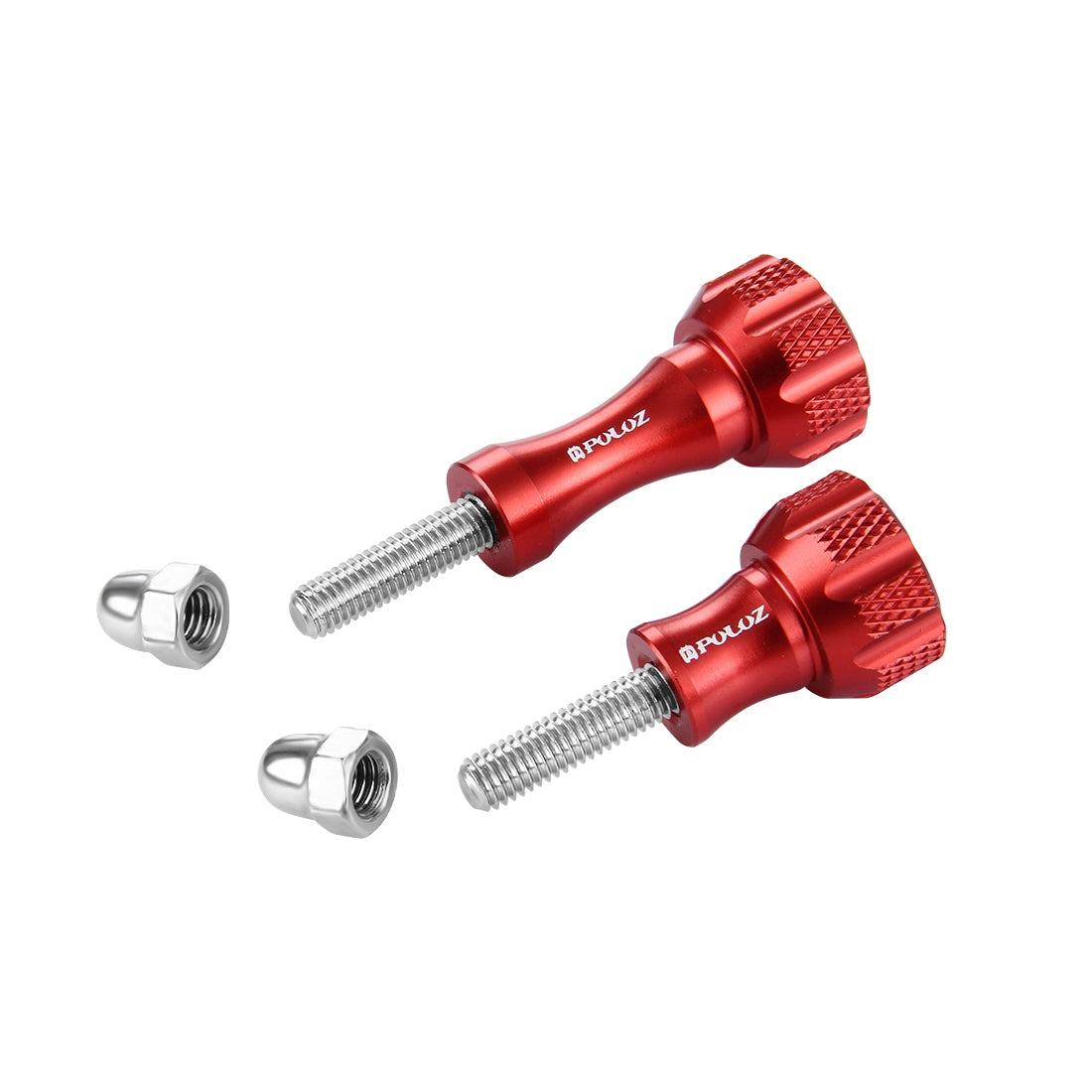 Puluz CNC Aluminum Thumb Knob Stainless Bolt Nut Screw Set Long + Short for GoPro Hero3+/3 - Red