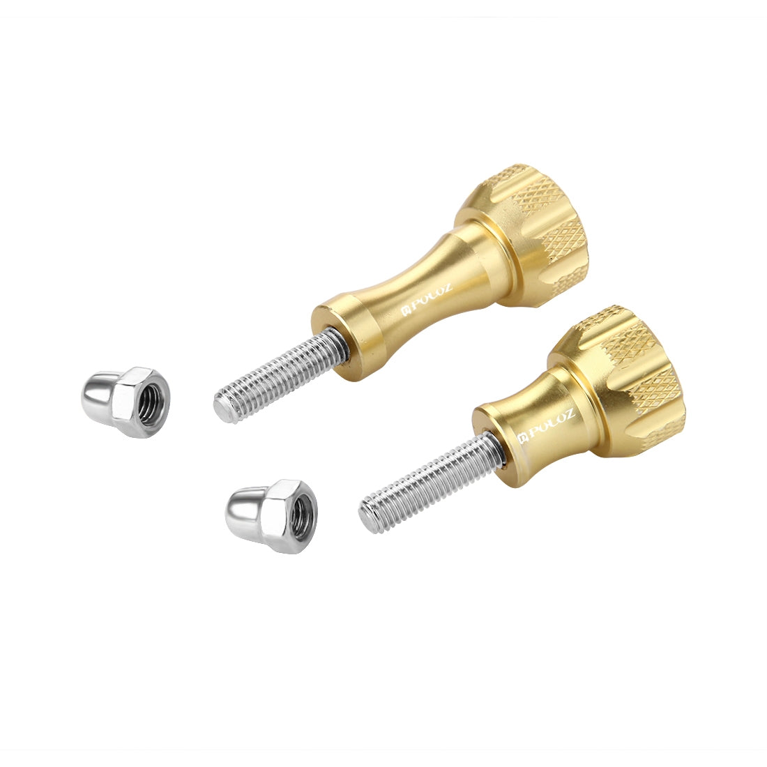 Puluz CNC Aluminum Thumb Knob Stainless Bolt Nut Screw Set Long + Short for GoPro Hero3+/3 - Gold