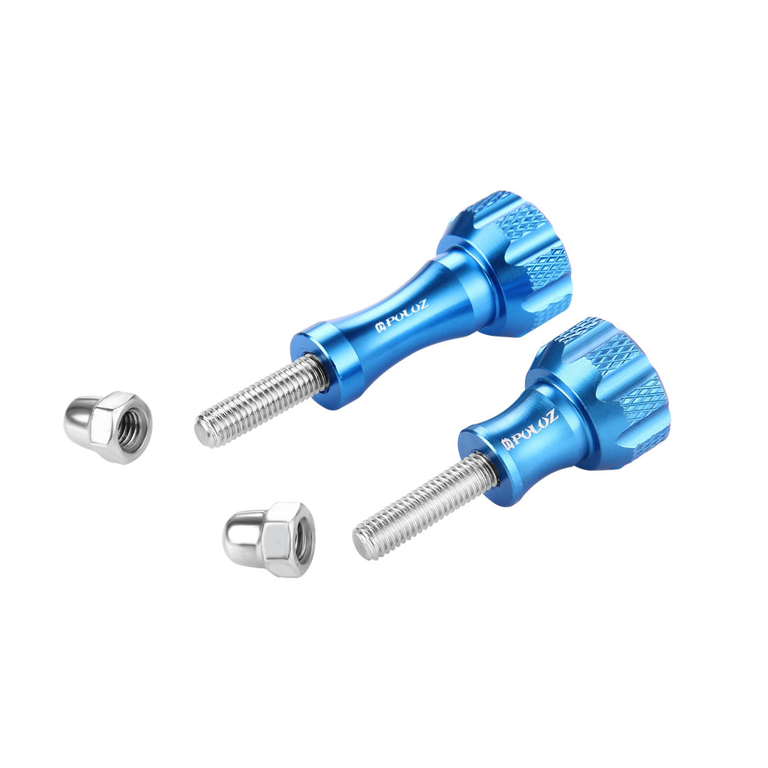 Puluz CNC Aluminum Thumb Knob Stainless Bolt Nut Screw Set Long + Short for GoPro Hero3+/3 - Blue