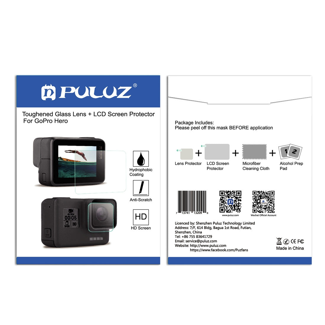 Puluz PU192 Toughened Glass Lens+LCD Screen Protector for GoPro Herofor GoPro Hero5
