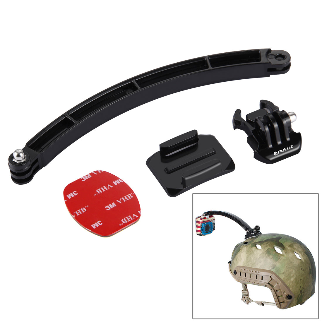 Puluz PKT19 24 in 1 Bike Helmet Strap Extension Arm Quick Release Buckles Surface Mounts Combo Kit for GoPro
