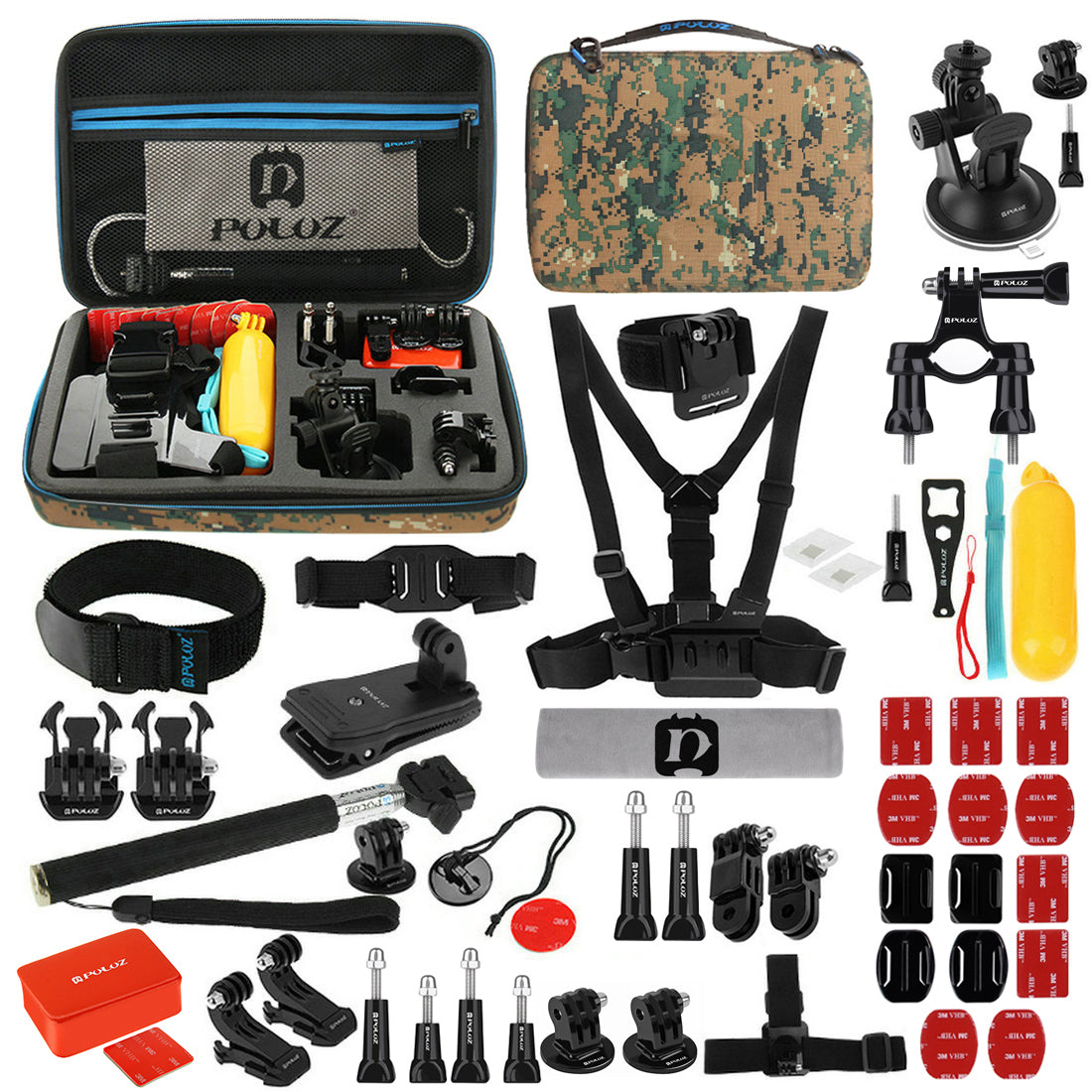 Puluz PKT27 53 in 1 Portable Action Set Mount for GoPro Hero 4/3+/3/2/1 SJ4000/5000/6000/Xiaomi Yi
