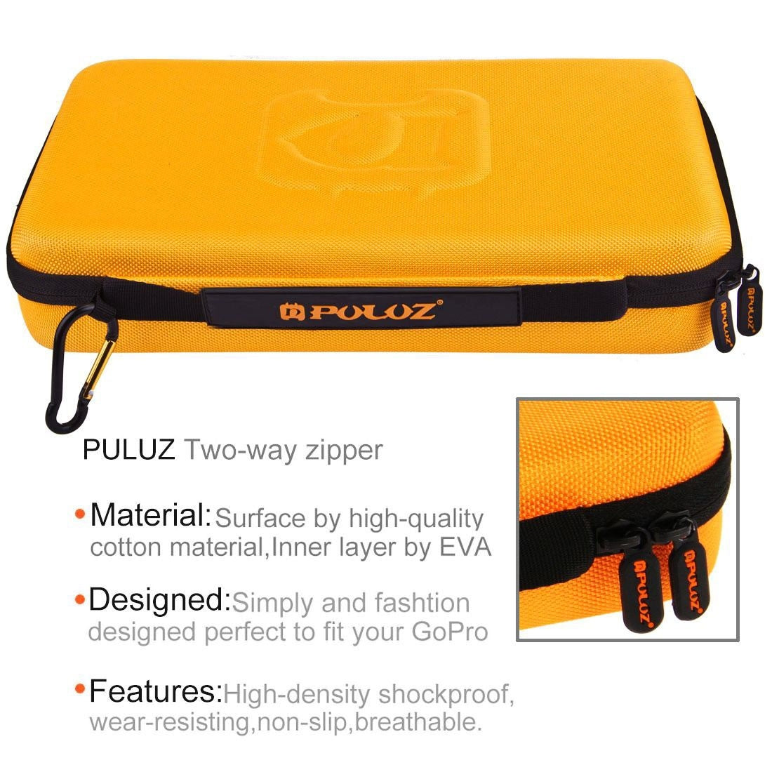 Puluz PU170 Orange Storage Camera Case for GoPro Hero 4 /3+ /3 /2 /1, Size: 32 x 22 x 7cm