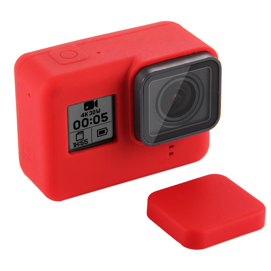 PULUZ PU189 Silicone Protective Housing Frame Case and Lens Cap for GoPro Hero 5/6/7 - Red