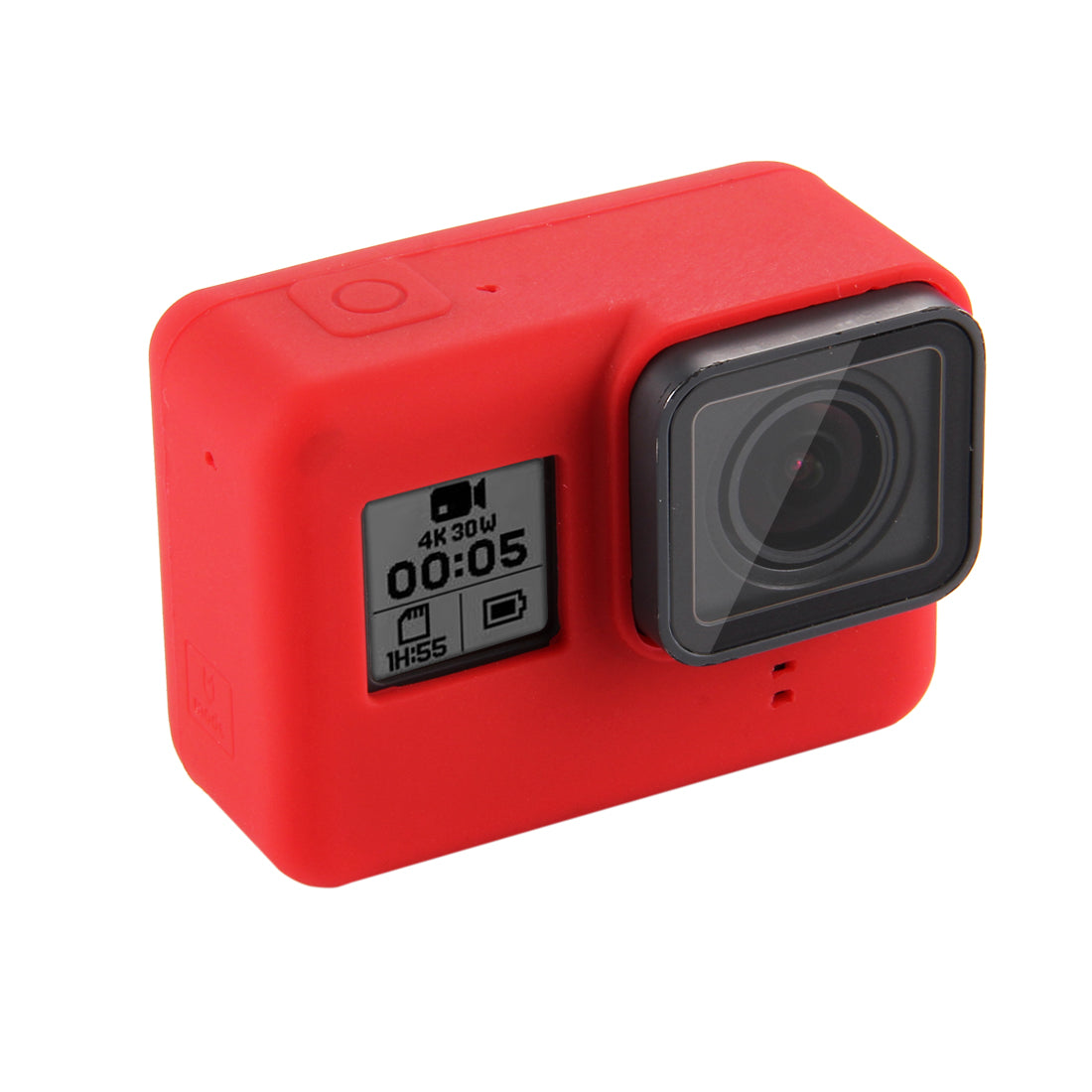 PULUZ PU189 Silicone Protective Housing Frame Case and Lens Cap for GoPro Hero 5/6/7 - Red