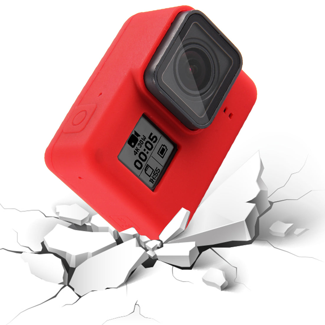 PULUZ PU189 Silicone Protective Housing Frame Case and Lens Cap for GoPro Hero 5/6/7 - Red