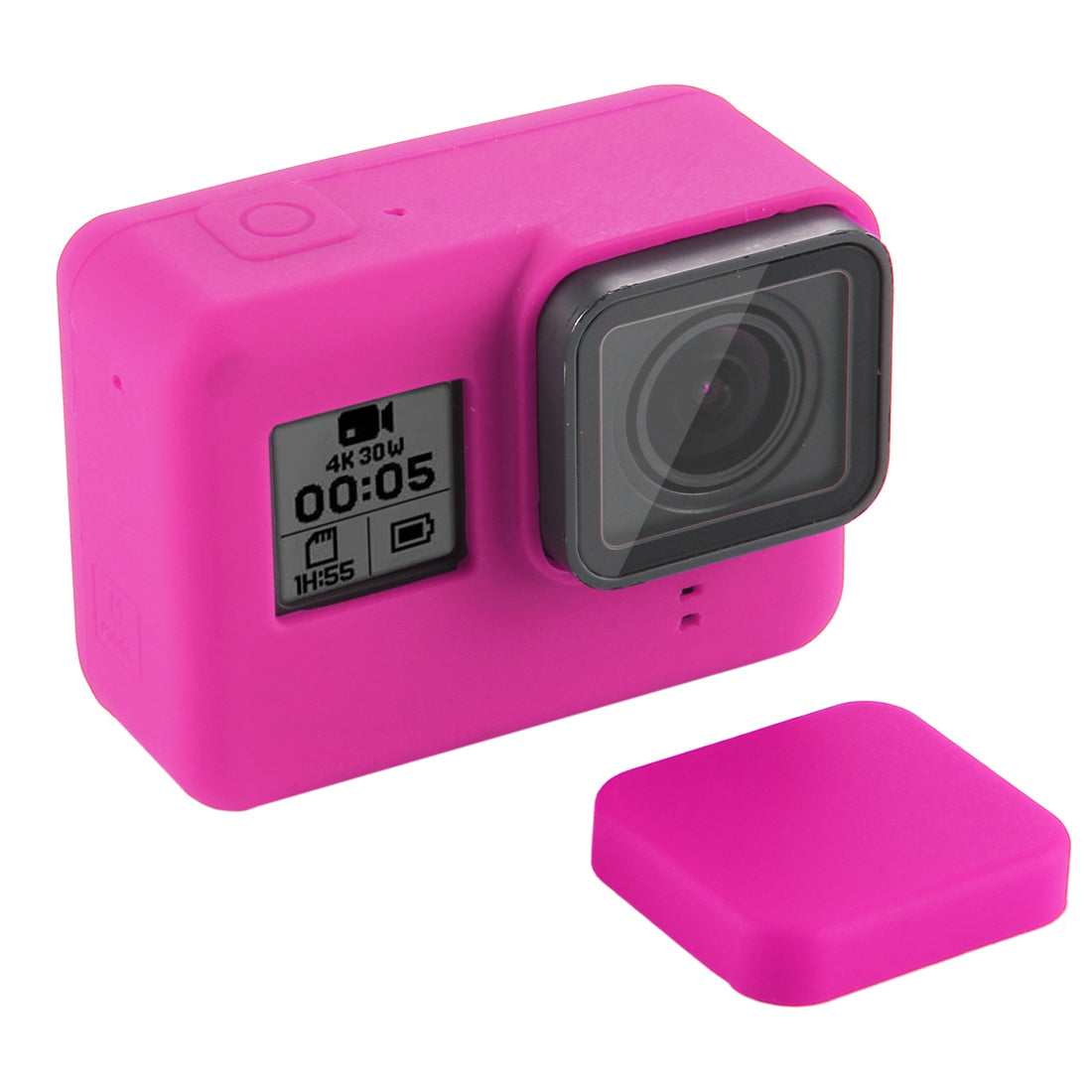 PULUZ PU189 Silicone Protective Housing Frame Case and Lens Cap for GoPro Hero 5/6/7 - Rose