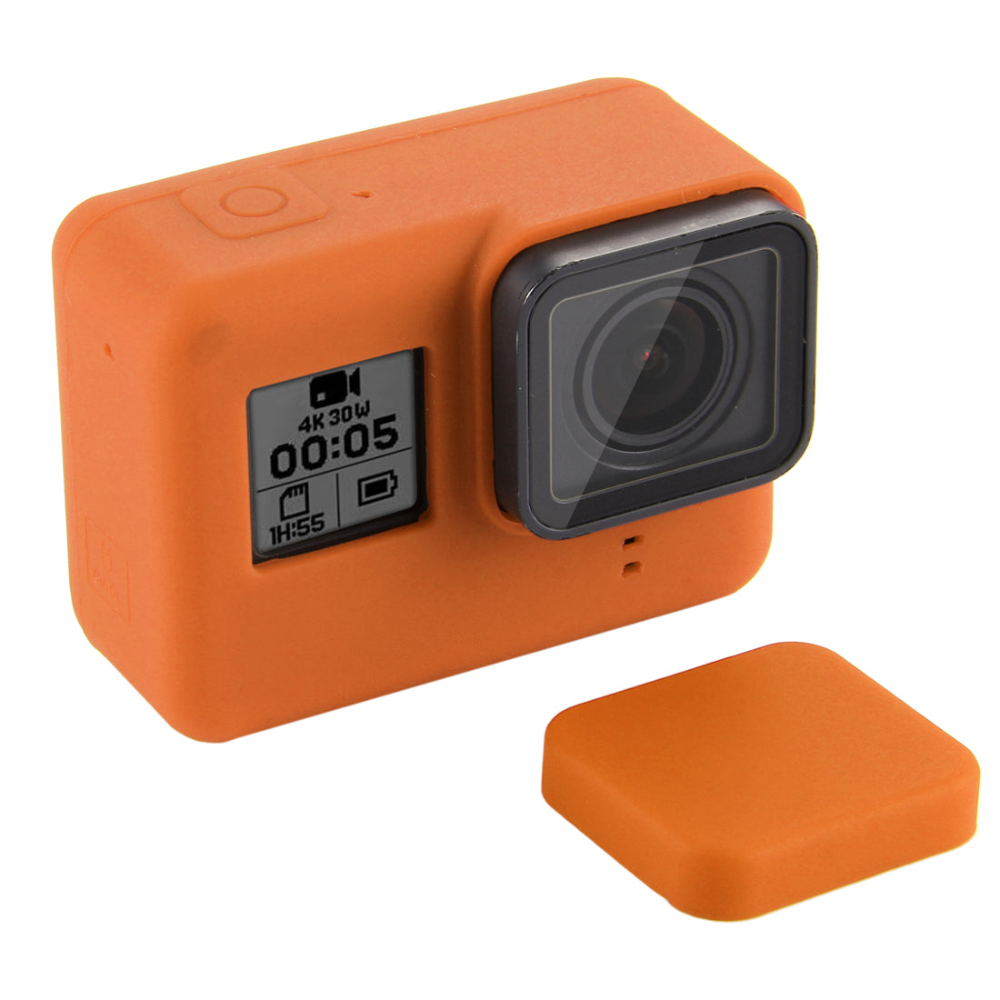 PULUZ PU189 Silicone Protective Housing Frame Case and Lens Cap for GoPro Hero 5/6/7 - Orange