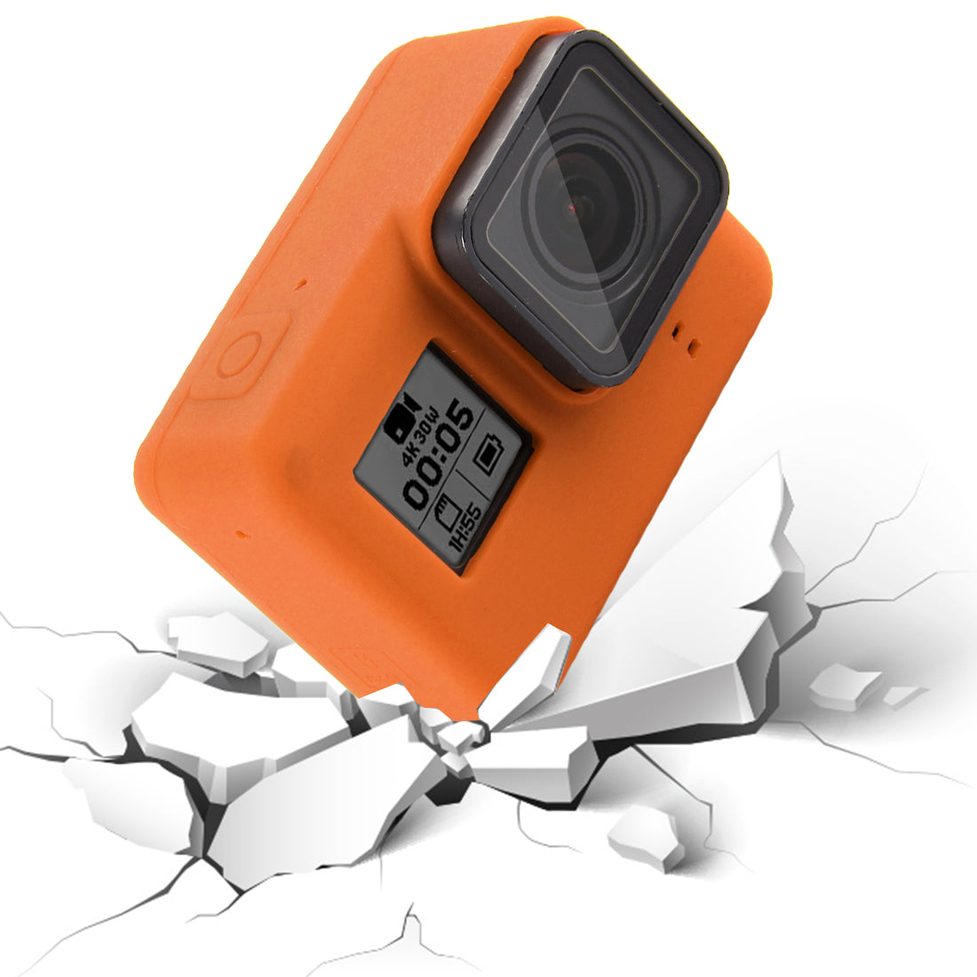 PULUZ PU189 Silicone Protective Housing Frame Case and Lens Cap for GoPro Hero 5/6/7 - Orange