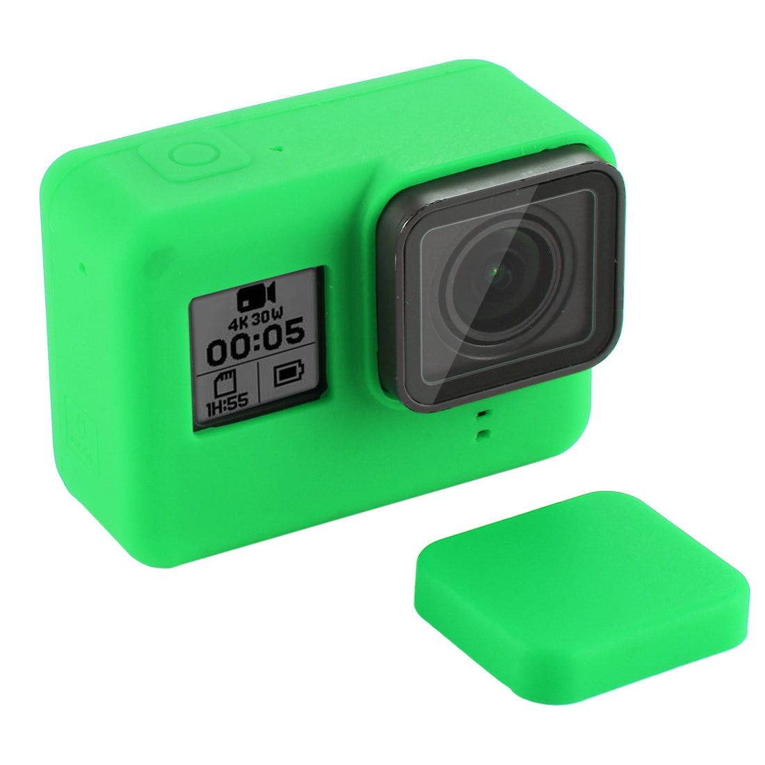 PULUZ PU189 Silicone Protective Housing Frame Case and Lens Cap for GoPro Hero 5/6/7 - Green