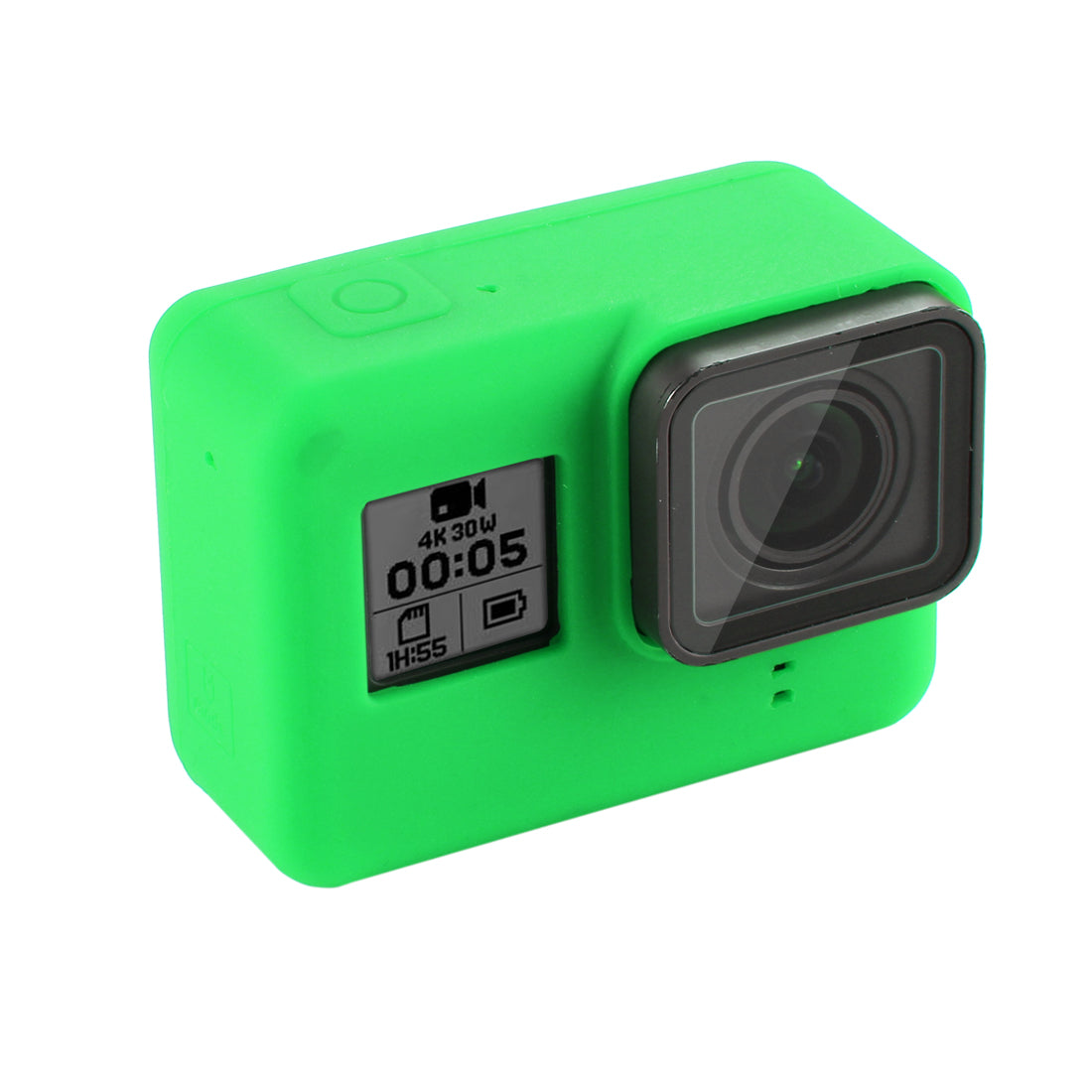 PULUZ PU189 Silicone Protective Housing Frame Case and Lens Cap for GoPro Hero 5/6/7 - Green