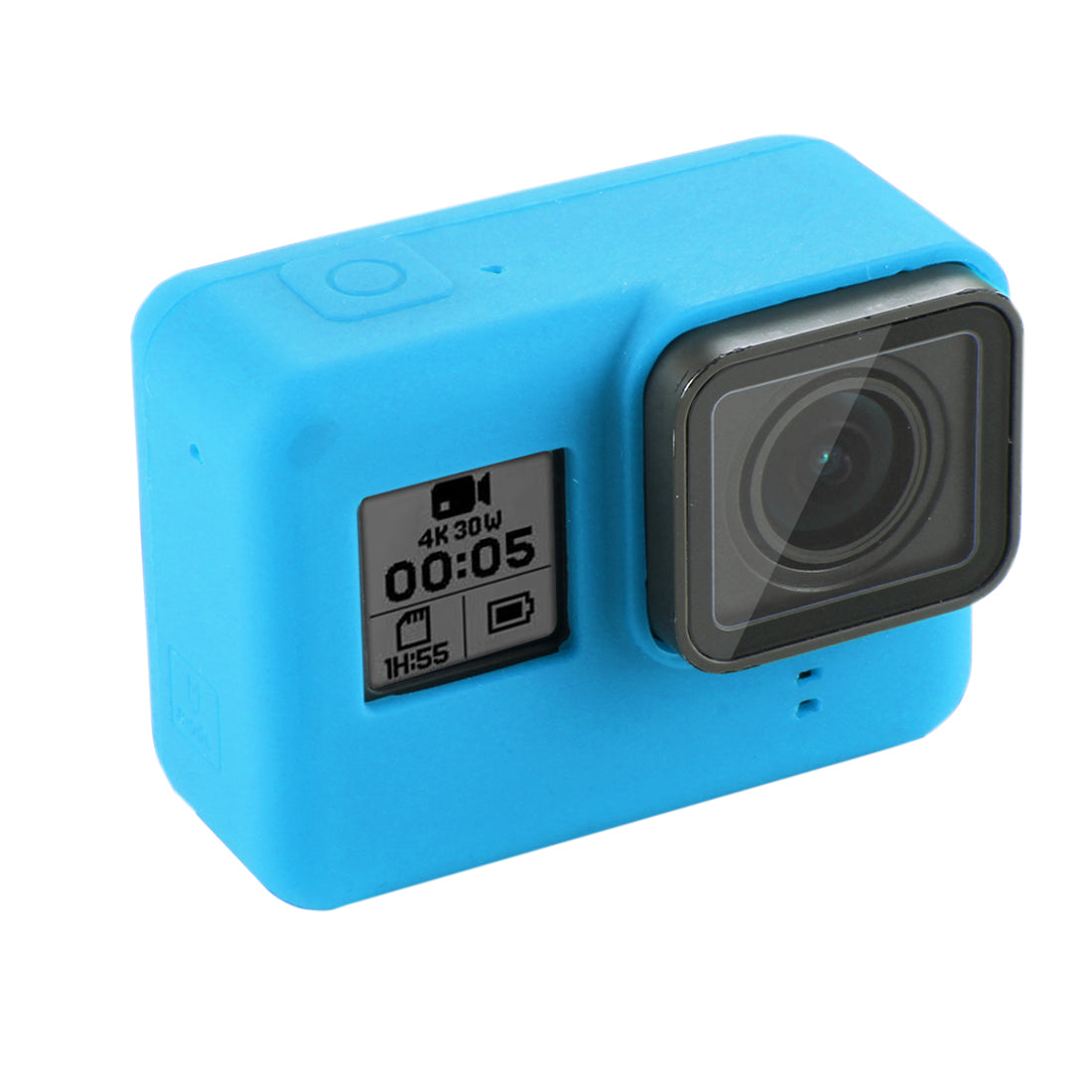 PULUZ PU189 Silicone Protective Housing Frame Case and Lens Cap for GoPro Hero 5/6/7 - Blue