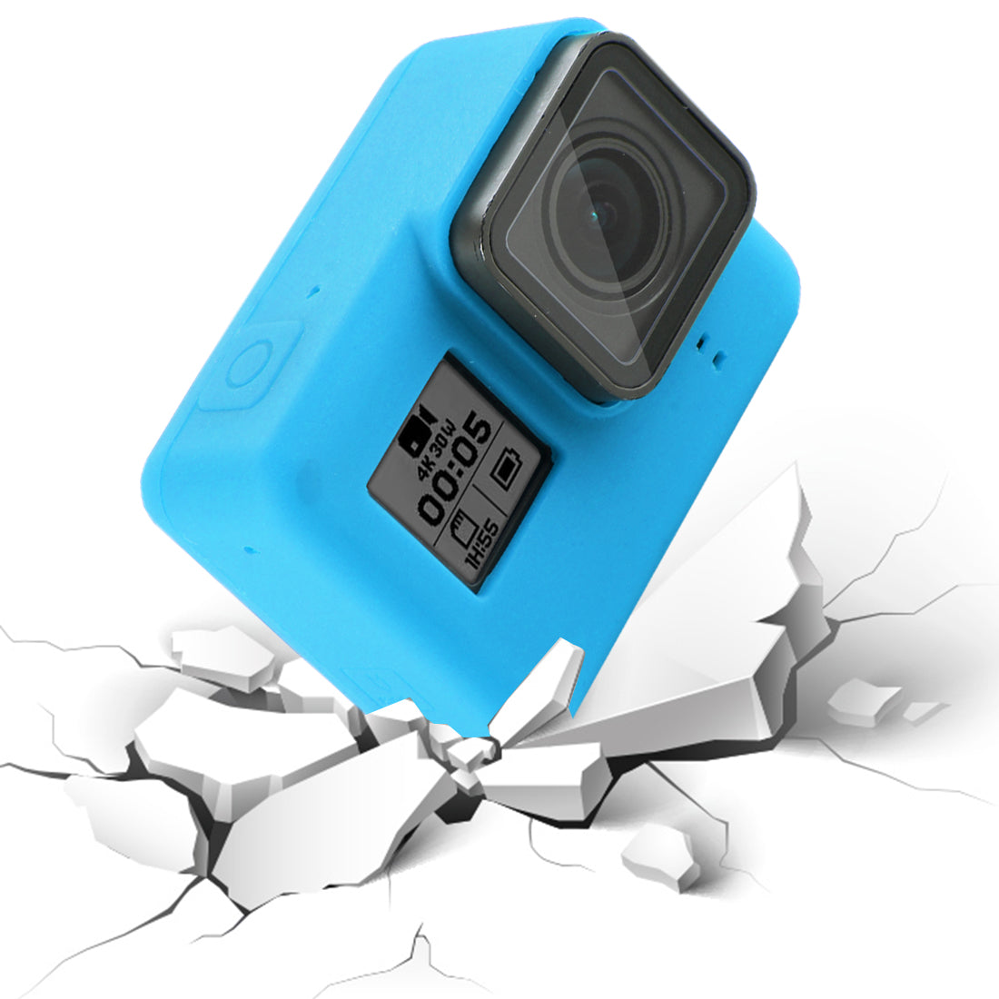 PULUZ PU189 Silicone Protective Housing Frame Case and Lens Cap for GoPro Hero 5/6/7 - Blue