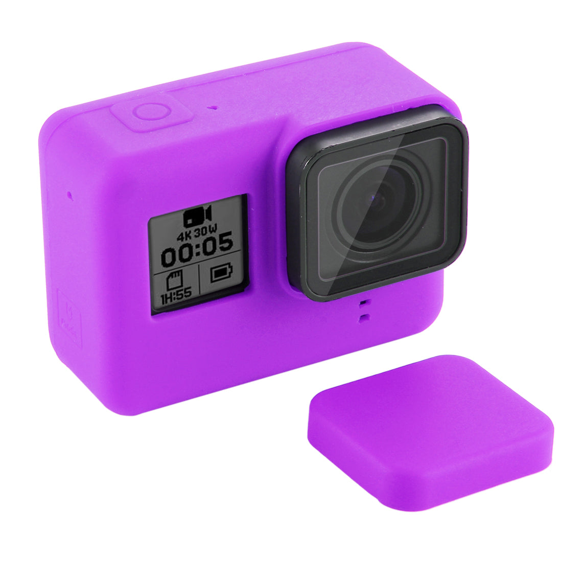 Puluz PU189 Silicone Protective Housing Frame Case and Lens Cap for GoPro Hero 5/6/7 - Purple