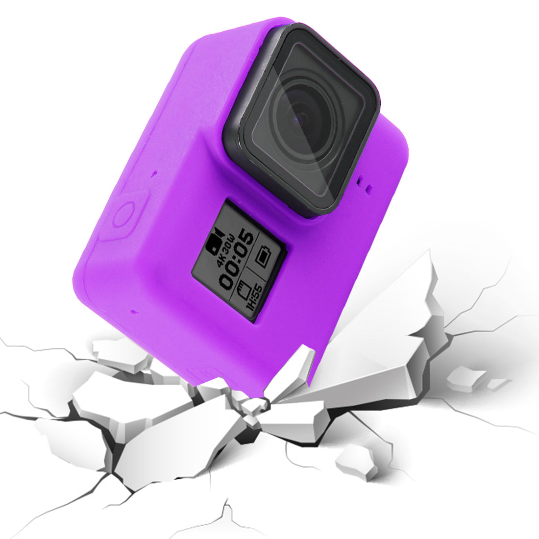 Puluz PU189 Silicone Protective Housing Frame Case and Lens Cap for GoPro Hero 5/6/7 - Purple