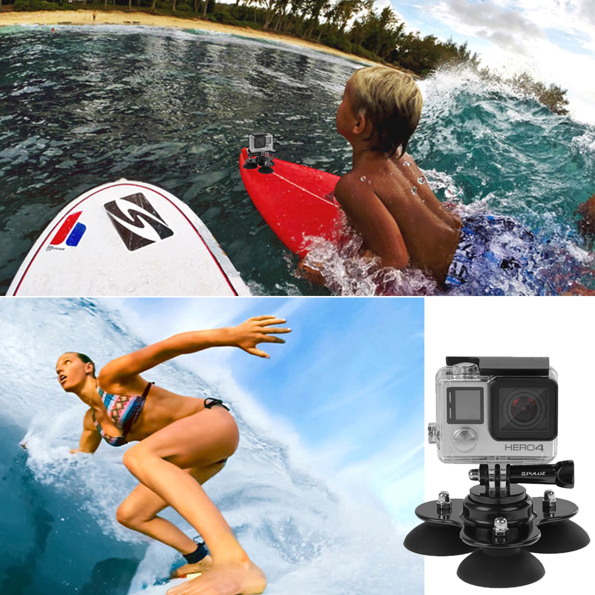 Puluz PU164B Triangle Suction Cup Mount with Screw for GoPro HERO 6 / 5 / 5 Session / 4 Session