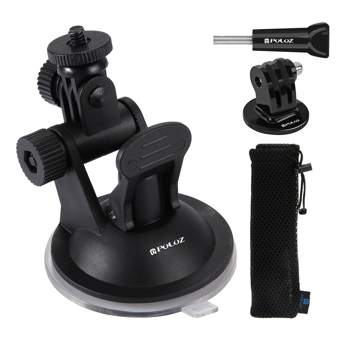 Puluz PU51 Car Suction Cup Mount with Screw Tripod Mount Adapter Storage Bag for GoPro Hero 7/6/5, DJI OSMO Action Camera