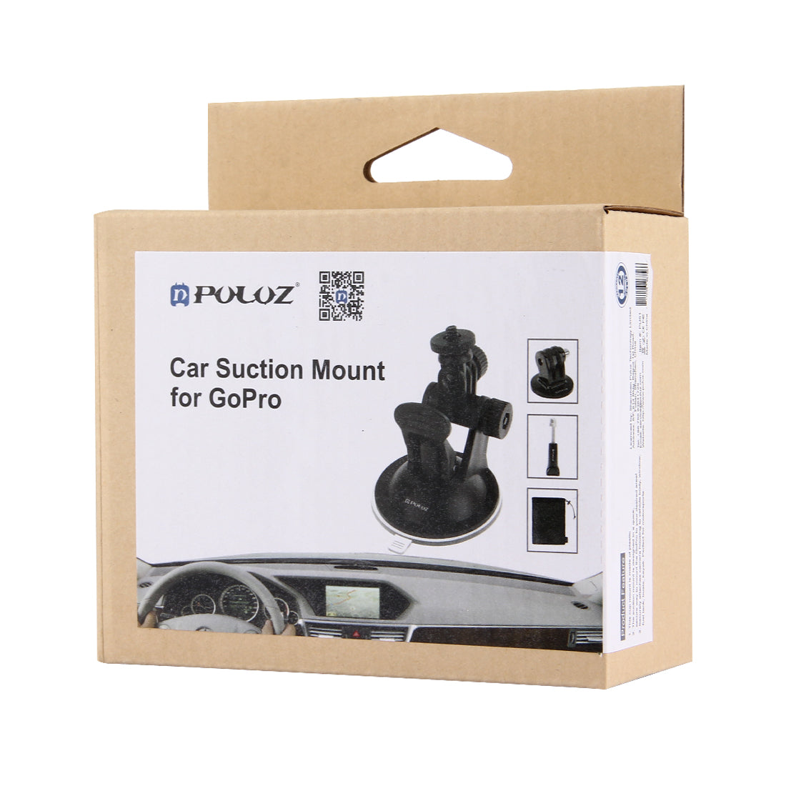 Puluz PU51 Car Suction Cup Mount with Screw Tripod Mount Adapter Storage Bag for GoPro Hero 7/6/5, DJI OSMO Action Camera