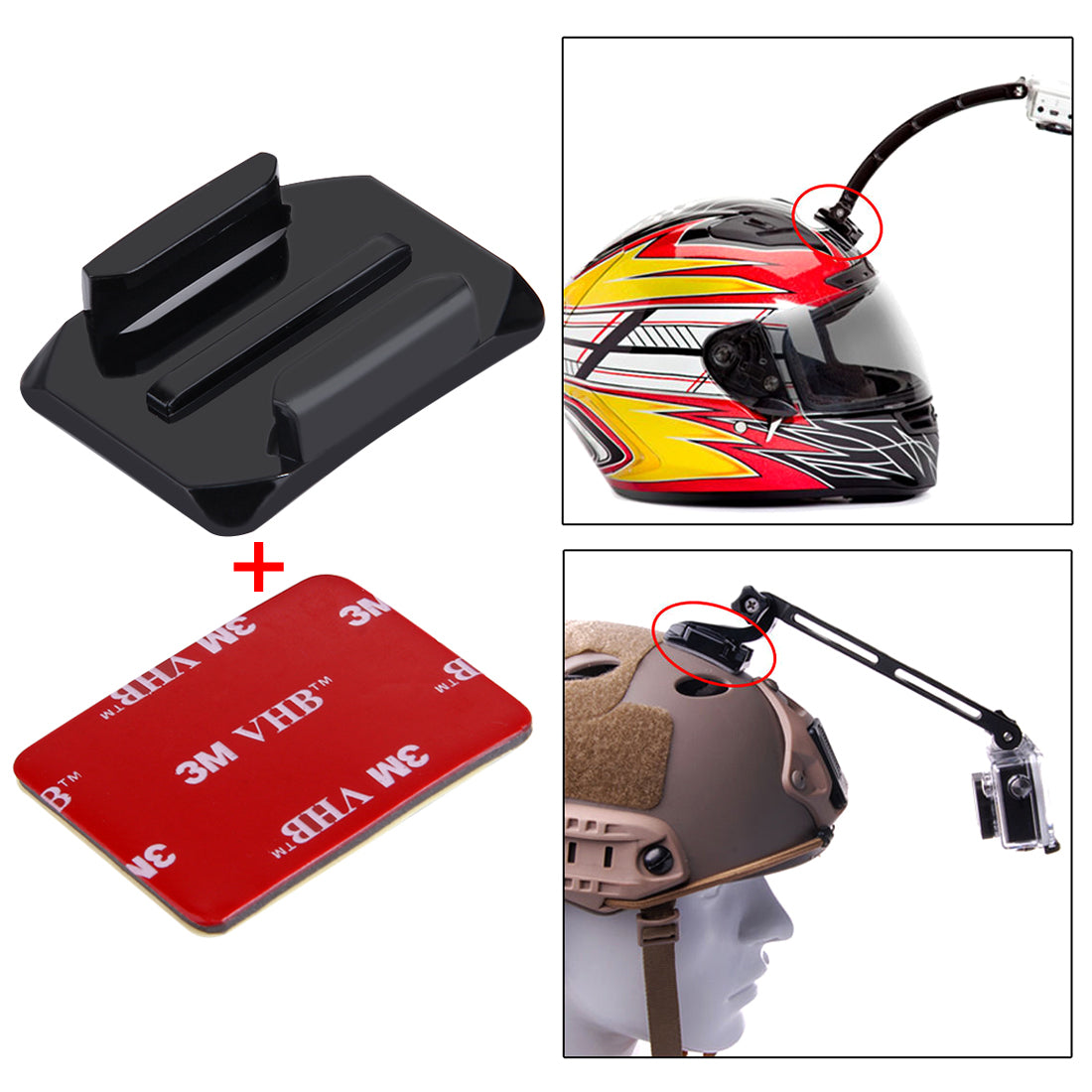Puluz 2PCS Curved Surface Mounts + 2PCS Adhesive Mount Stickers for GoPro Hero 6 / 5 / 5 Session / 4 Session