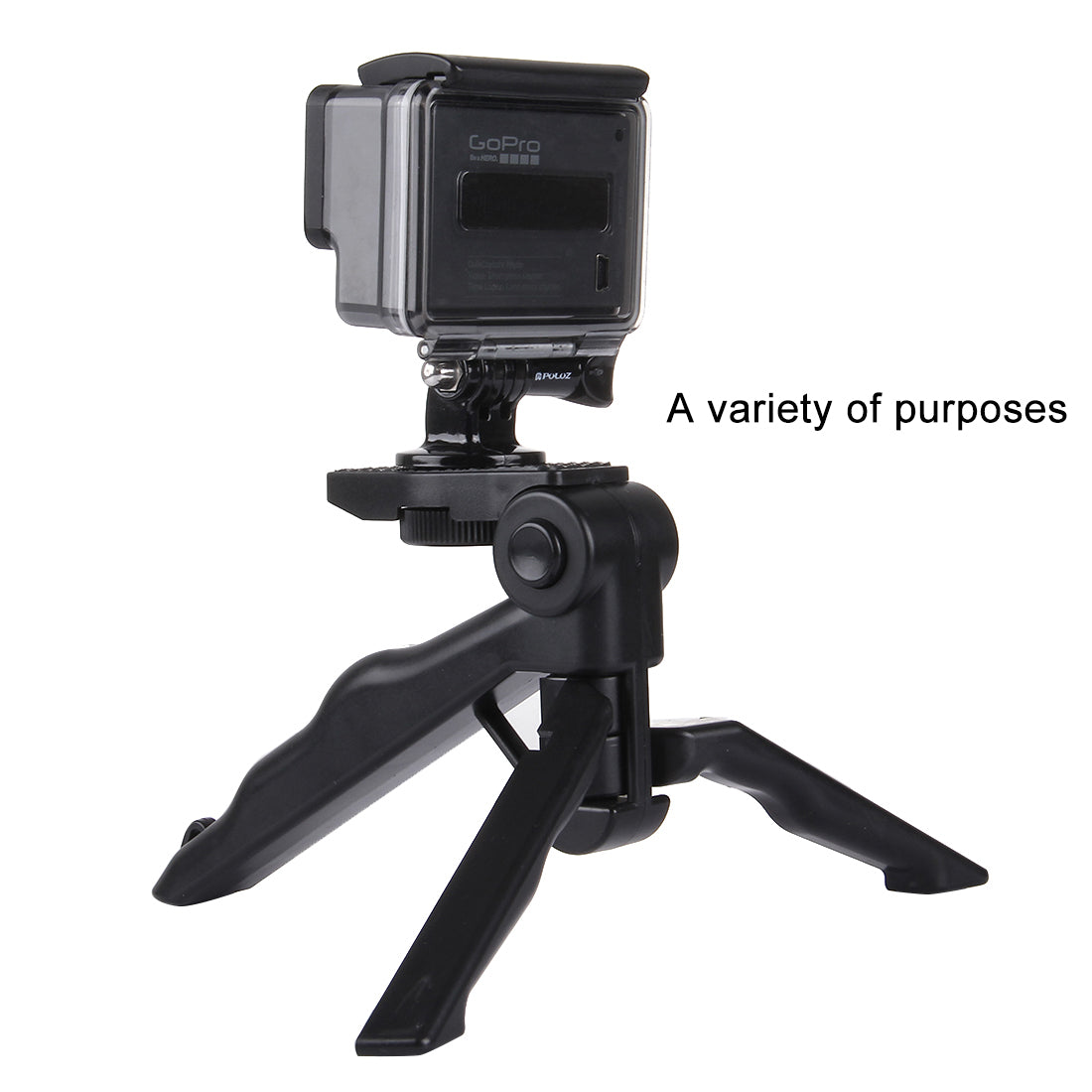 PULUZ PU191 Grip Folding Tripod Mount with Adapter & Screws for GoPro HERO6 /5 /4 /3+ /3 /2 /1, SJ4000, Digital Cameras