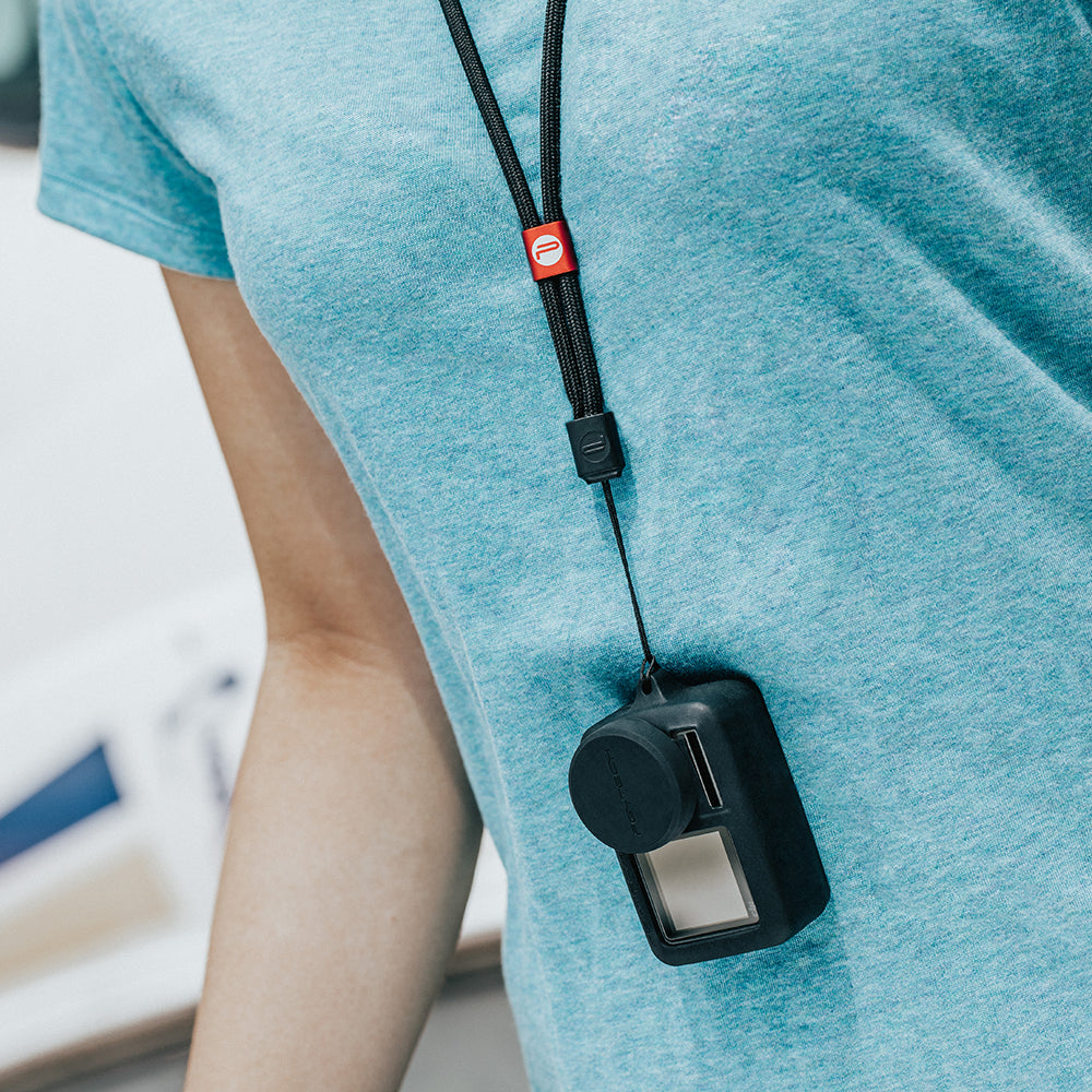 P-11B-014 Silicone Rubber Case Protective Lens Cover Lens Cap Hood with Lanyard for DJI Osmo Action - Black