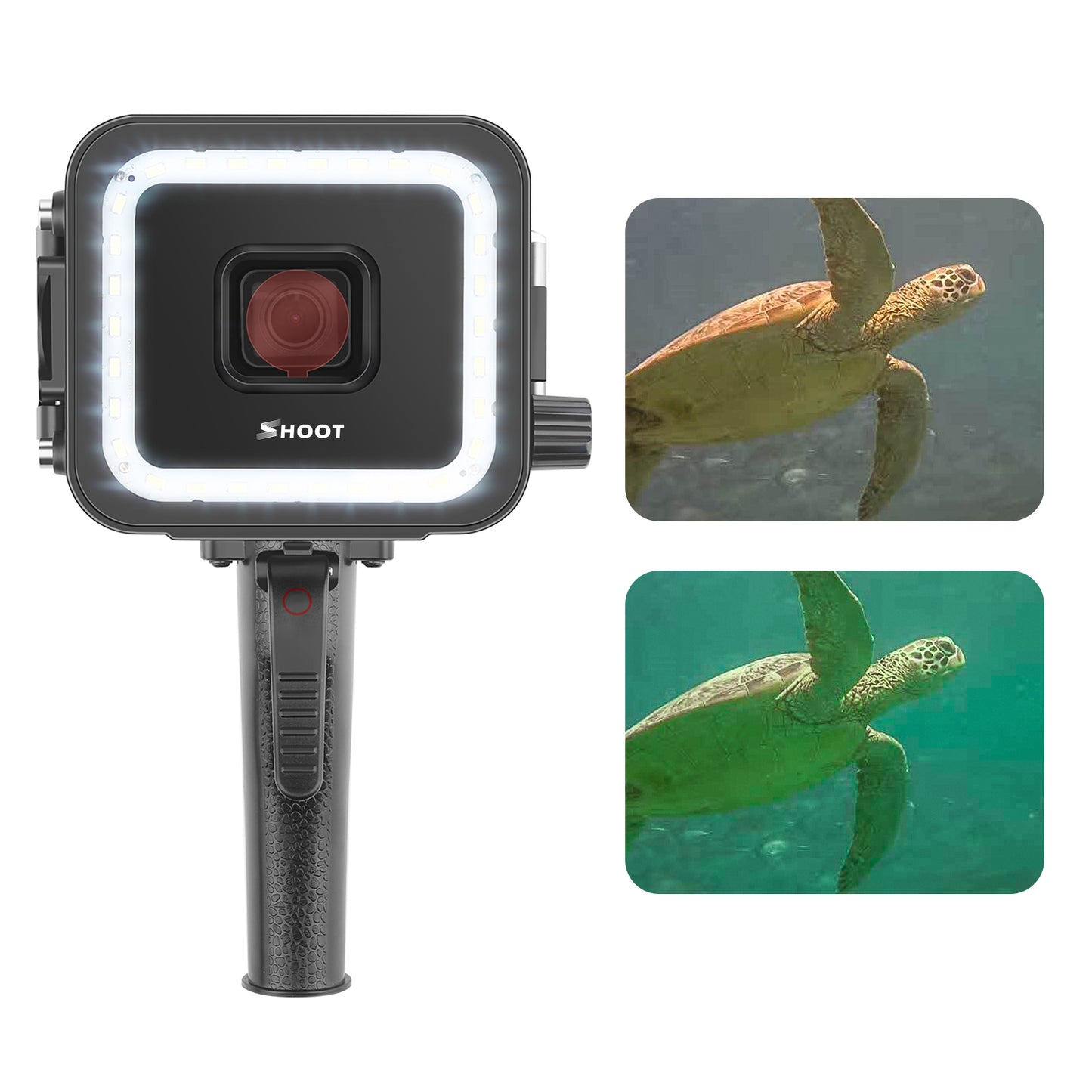 Diving Underwater Light 35M Waterproof Case LED Flashlight with Red Filter and Shutter Trigger for Gopro Hero 5/6/7