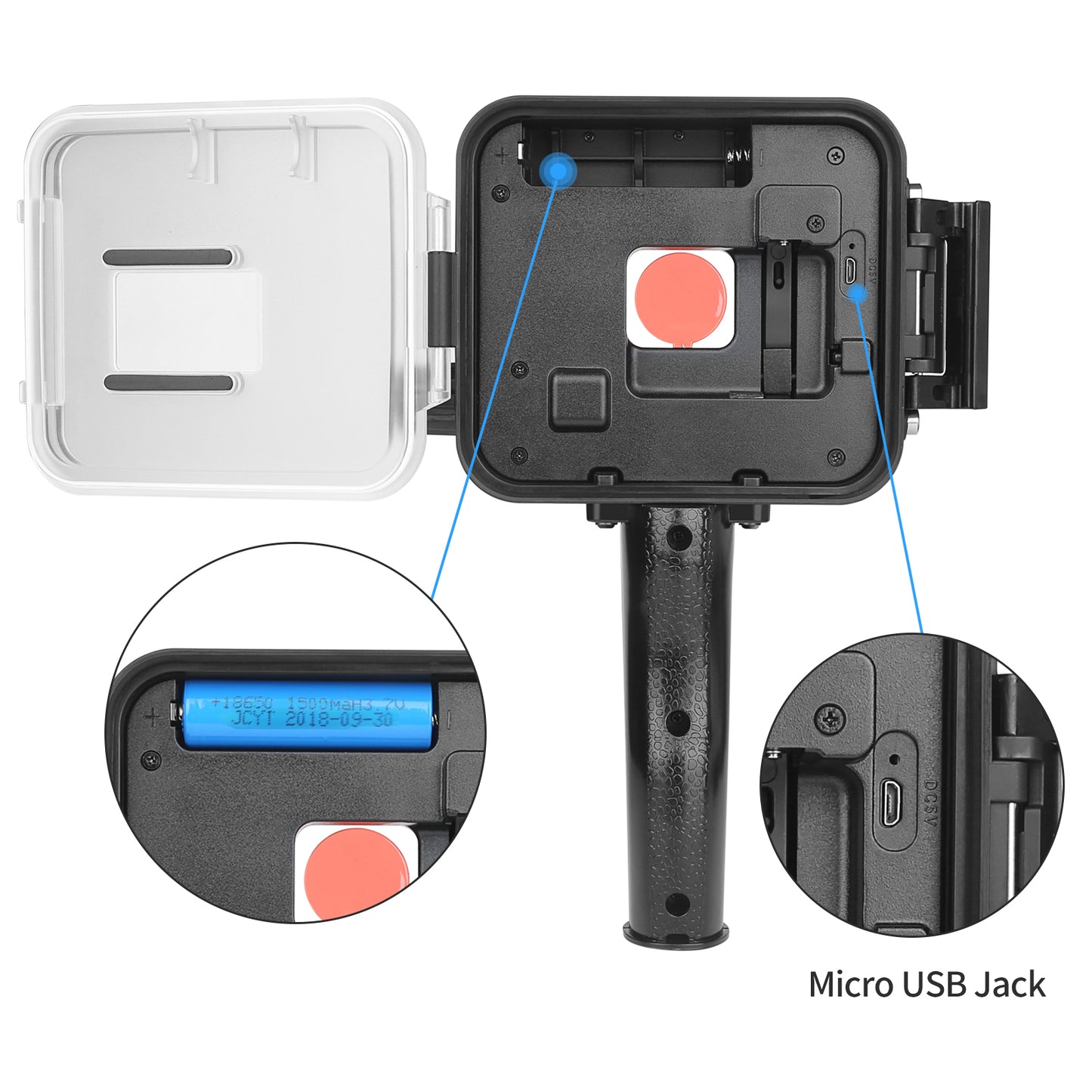 Diving Underwater Light 35M Waterproof Case LED Flashlight with Red Filter and Shutter Trigger for Gopro Hero 5/6/7