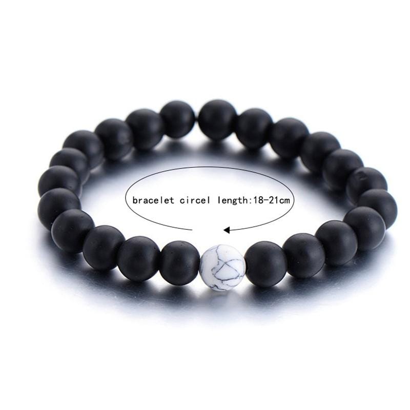 2PCS/Set Couples Distance Bracelet Classic Natural Stone Beaded Bracelets (Style1)