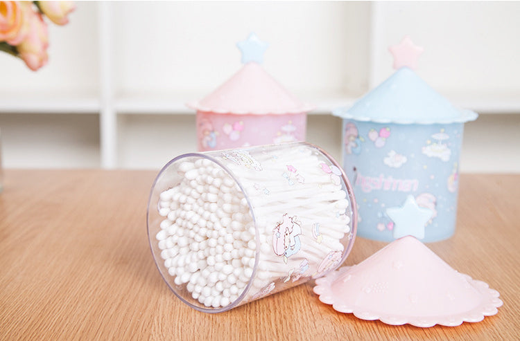 Creative Cartoon Cosmetic Cotton Swabs Storage Box Case - Pink