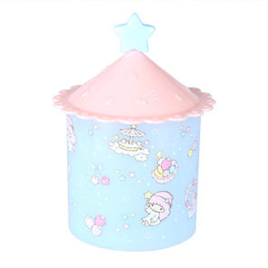 Creative Cartoon Multi-functional Makeup Cotton Swabs Storage Box Case - Cyan