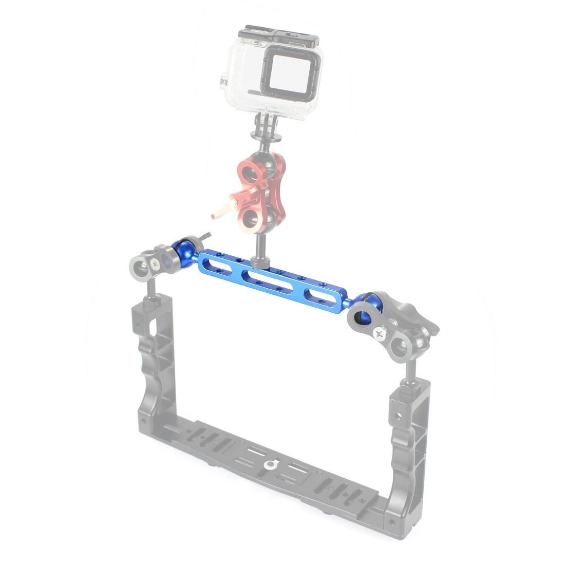 PULUZ 7.87 inch 20cm Aluminum Alloy Dual Balls Arm for Underwater Torch / Video Light, Ball Diameter: 2.54cm (Blue)