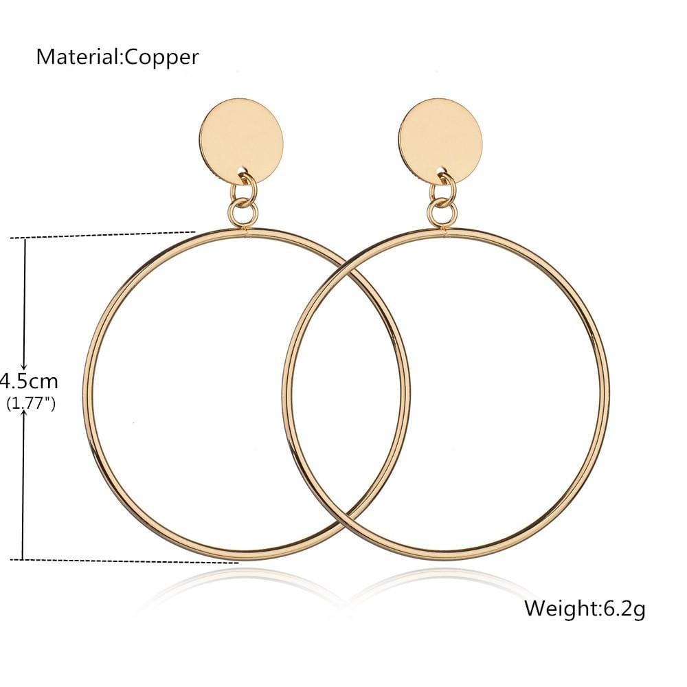 Simple Trendy Geometric Big Round Circle Earrings Women Fashion Large Hollow Drop Earrings Jewelry (Style1)