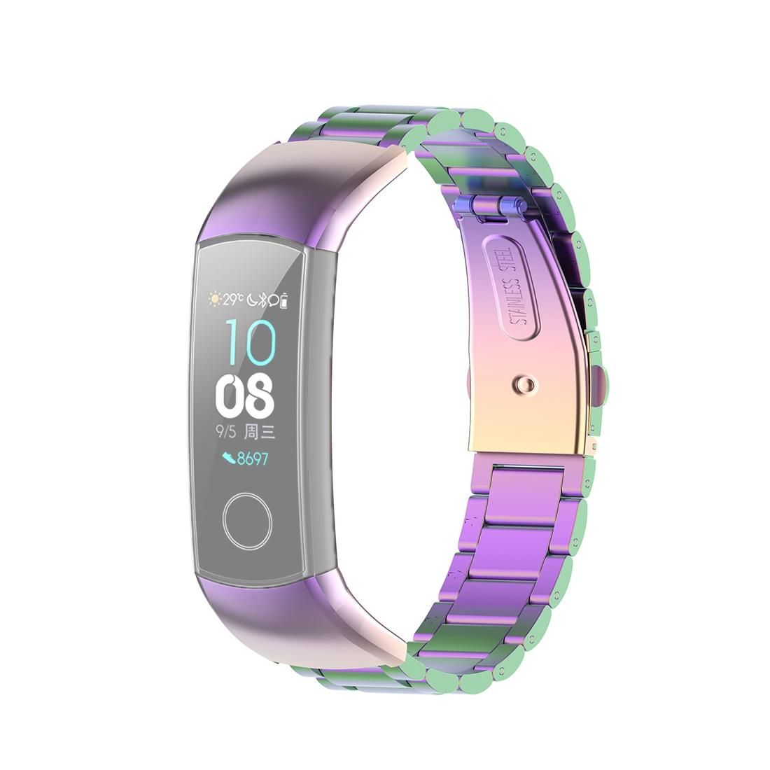 For Huawei Honor Band 4 / Honor Band 5 Three Beads Steel Wrist Strap Watchband (Colorful)